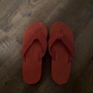 Rainbow red flip flops